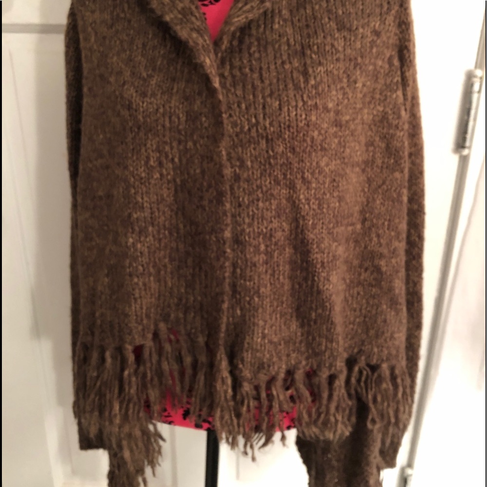 9 West Jeans Brown Hooded Shaw Sweater Sz Large
